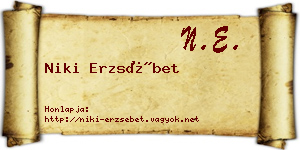 Niki Erzsébet névjegykártya